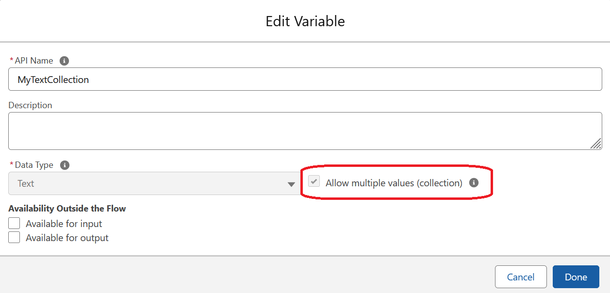 MyTextCollection flow variable