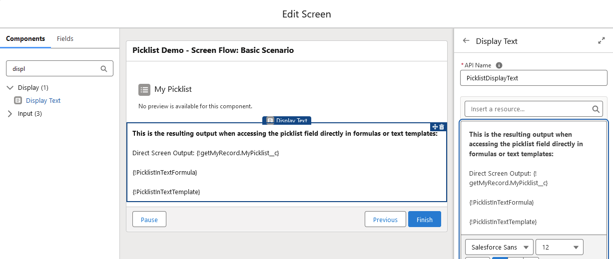 Display Text Component
