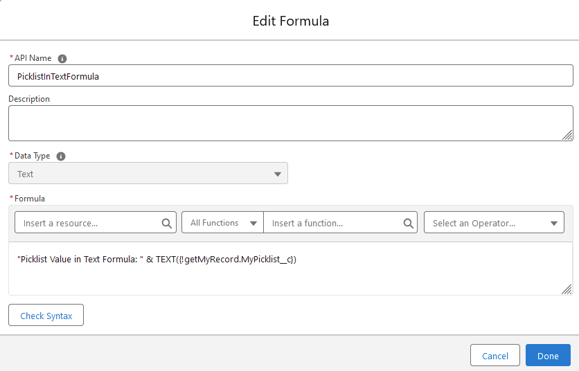 Text Formula
